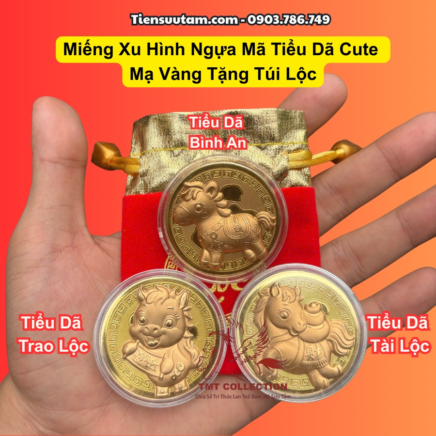 Miếng Đồng Xu Con Ngựa Cute 2026 Tặng Túi Gấm Lộc - SP008290