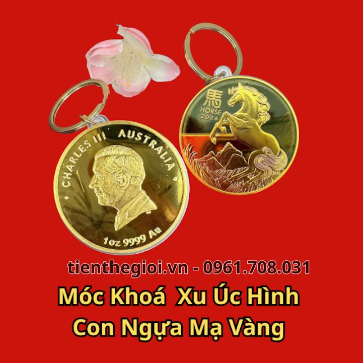 Móc Khóa Xu Úc Hình Con Ngựa Mạ Vàng 2026 - SP008173