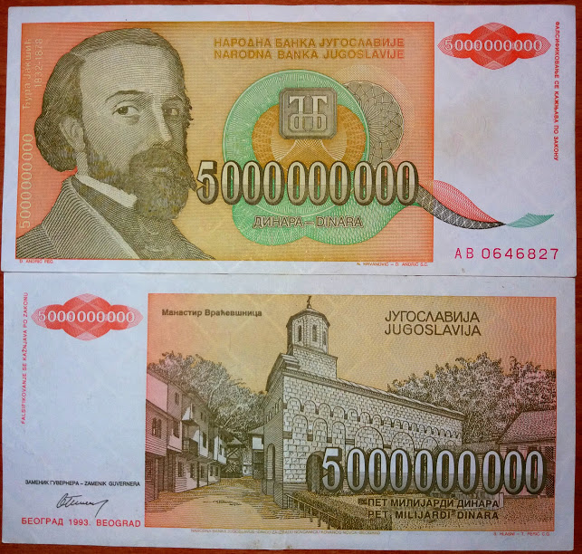 Nam Tư 5 tỷ Dinara 1986