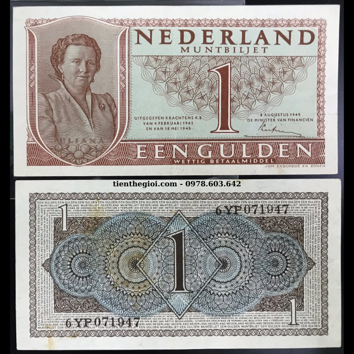 Netherlands - Hà Lan 1 Gulden 1949 UNC