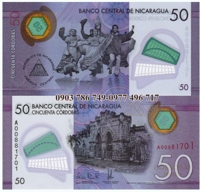 Nicaragua 50 Cordobas 2015 UNC Polymer