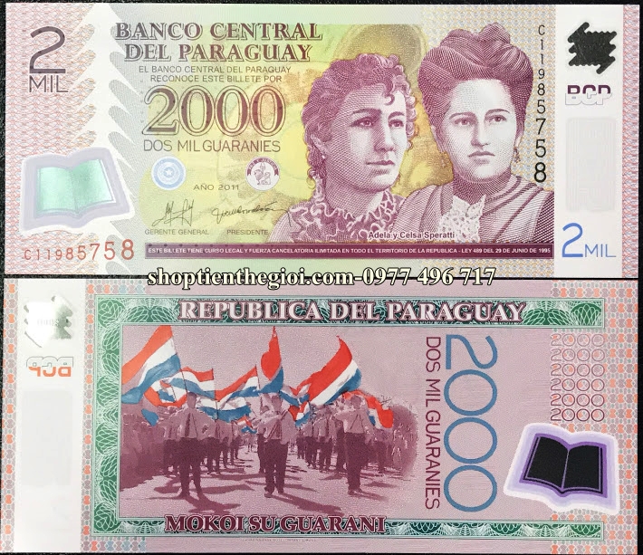Paraguay 2000 Guaranies 2008 UNC Polymer