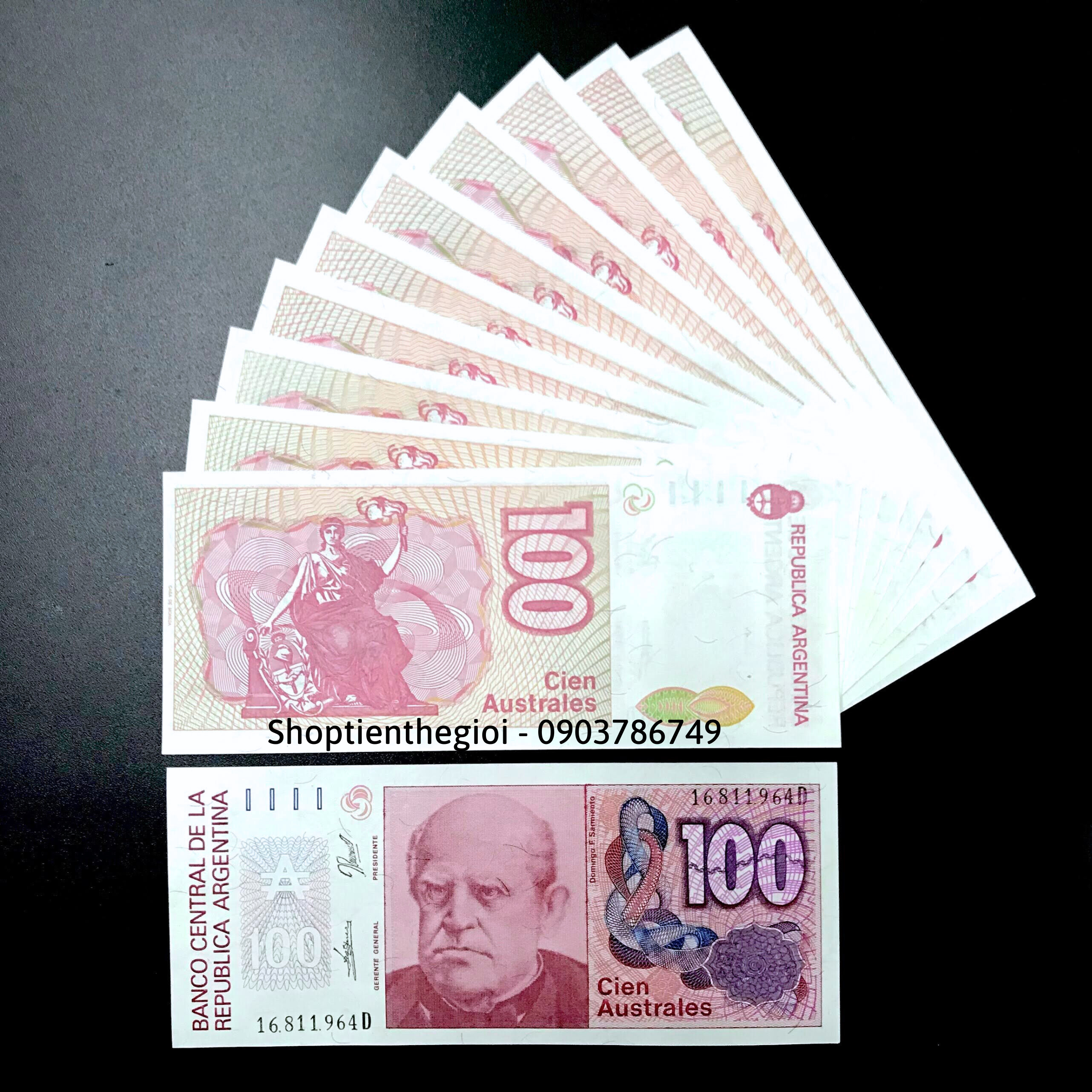 Sỉ 10 Tờ Argentina 100 australs 1985 UNC - SP001648