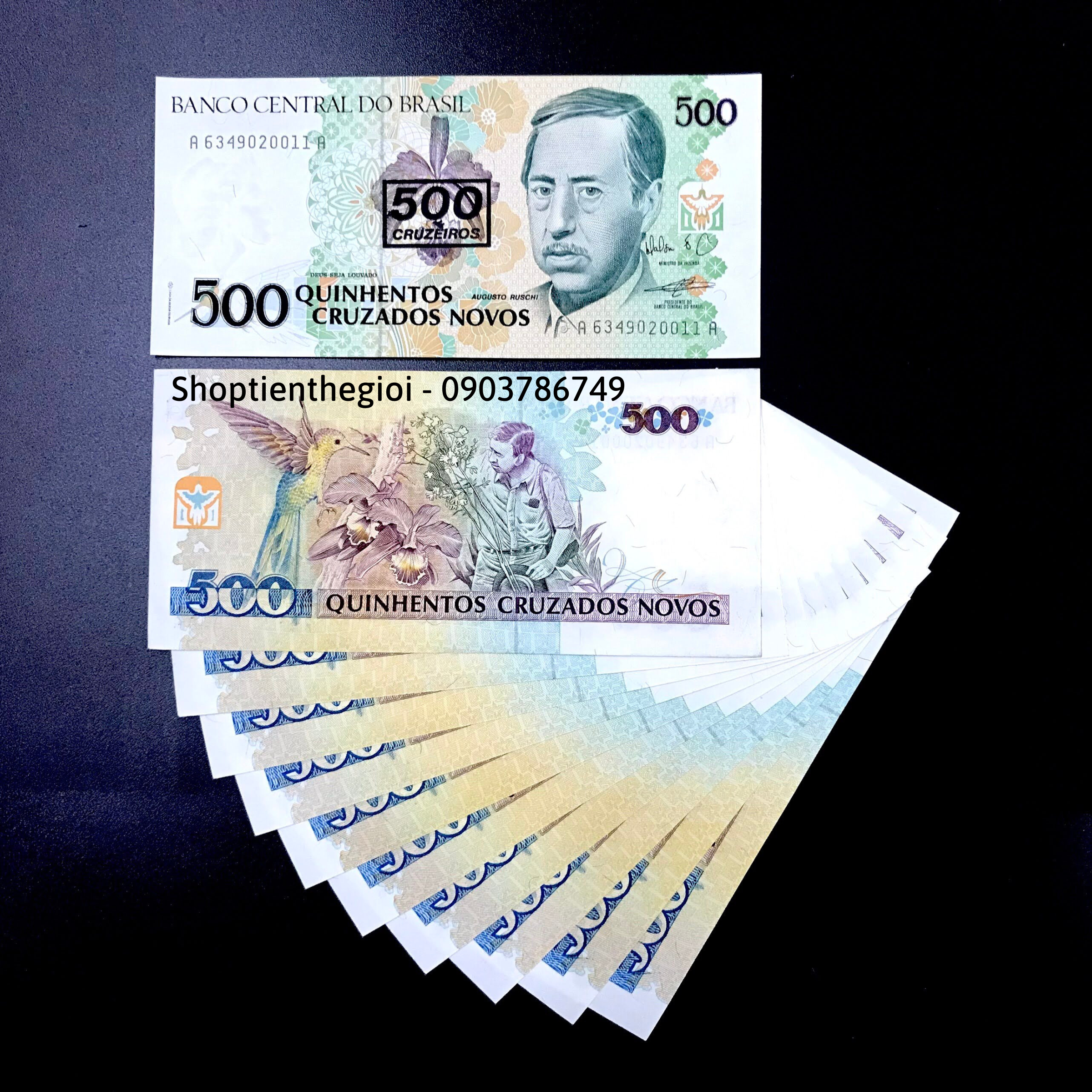 Sỉ 10 Tờ Brazil 500 Cruzados 1990 UNC - SP001693