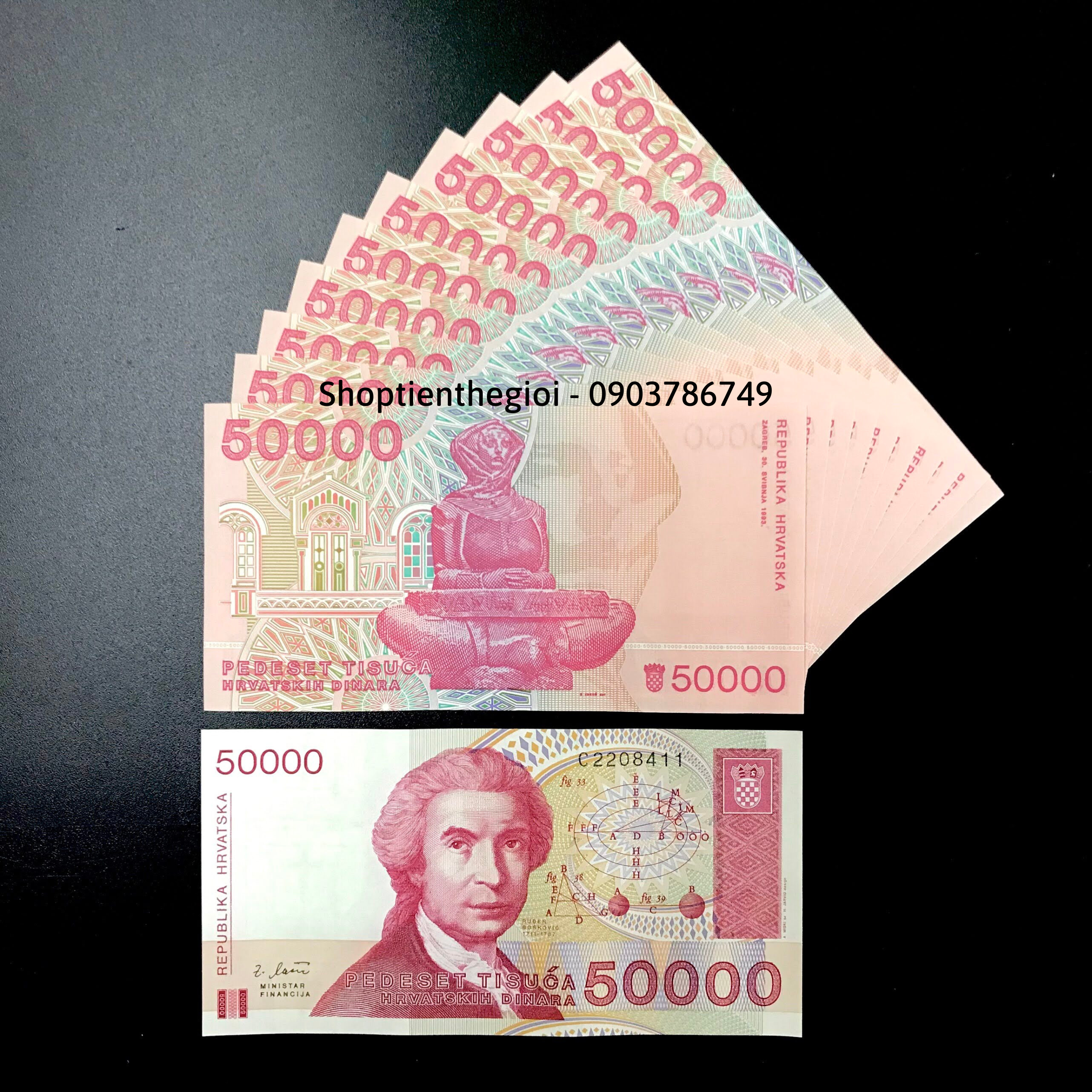 Sỉ 10 Tờ Croatia 50.000 Kuna 1991 UNC - TT000687