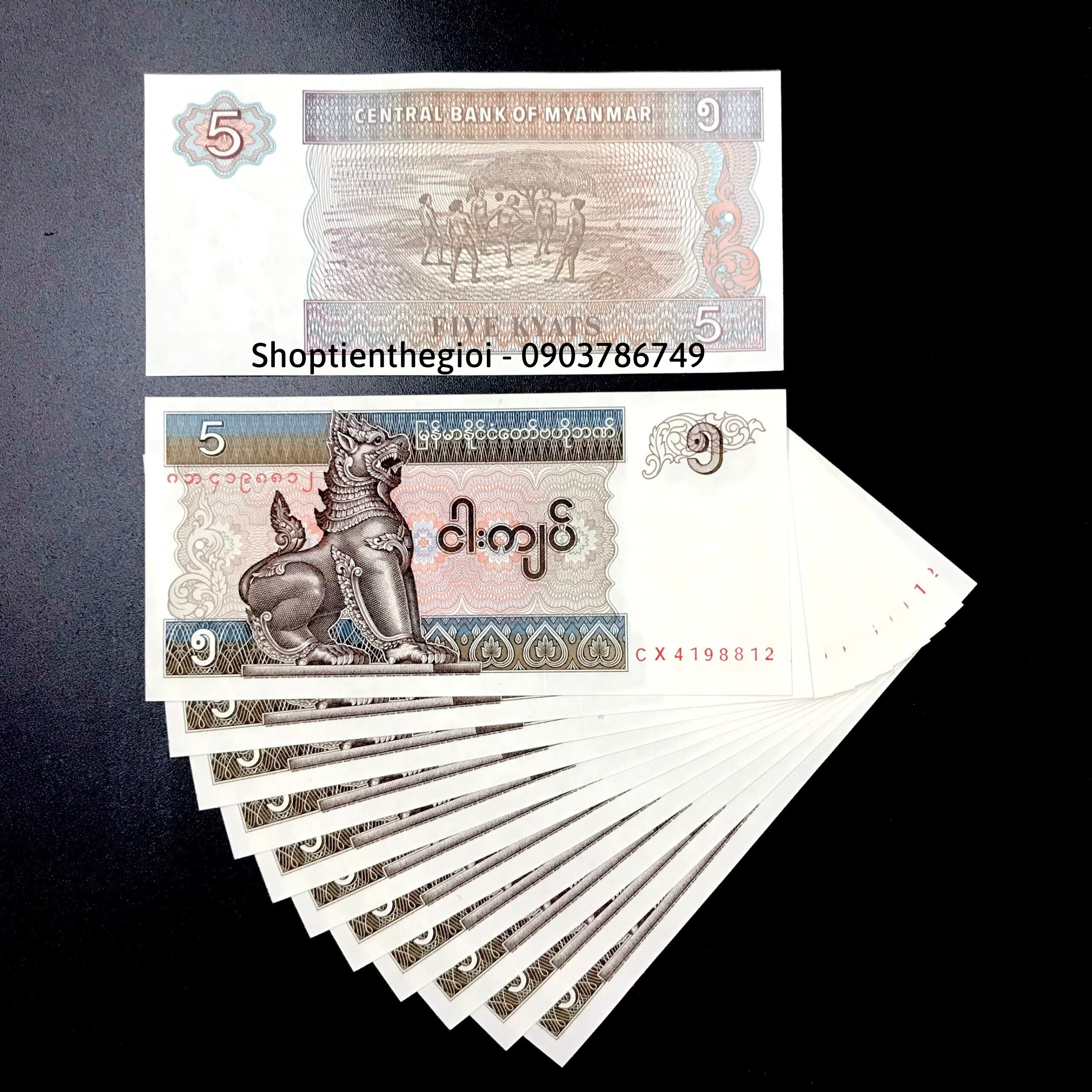 Sỉ 10 Tờ Myanmar 5 Kyats 1996 UNC - TT000135