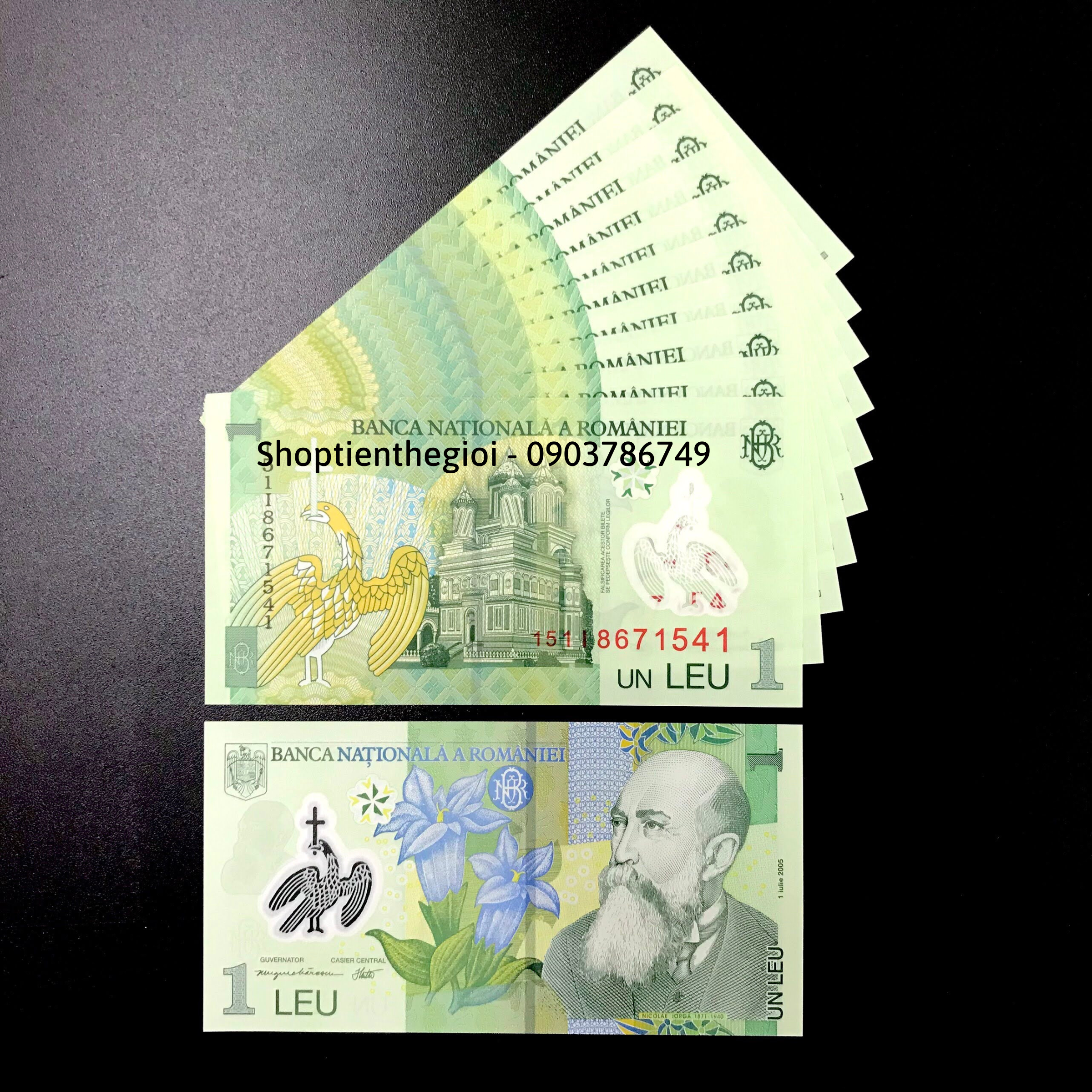 Sỉ 10 Tờ Romania 1 Leu 2005 Polyme - TT000771