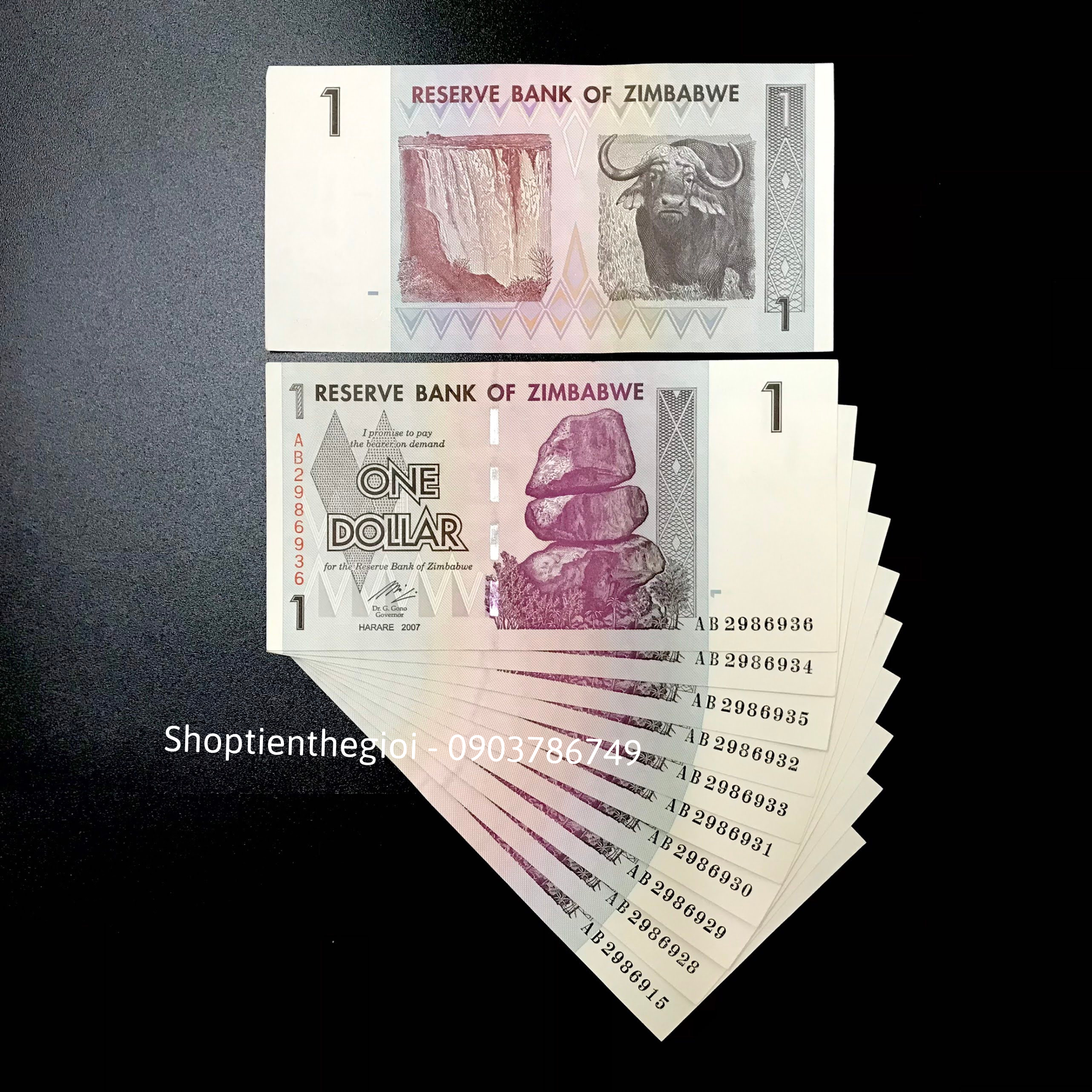 Sỉ 10 Tờ Zimbabwe 1 Dollar 2007 UNC - TT000462