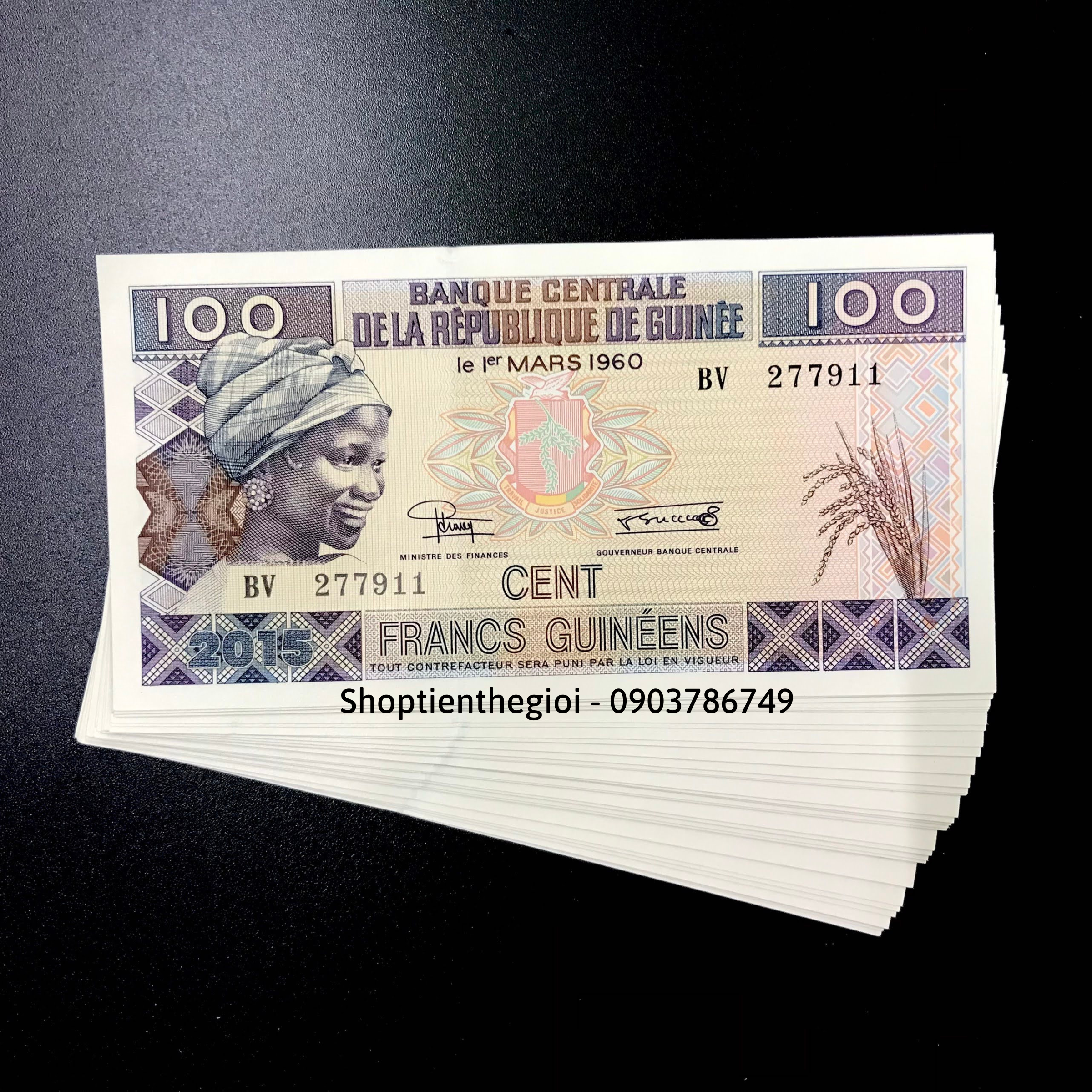 Sỉ 100 Tờ Guinee 100 franc 2015 UNC - TT000362