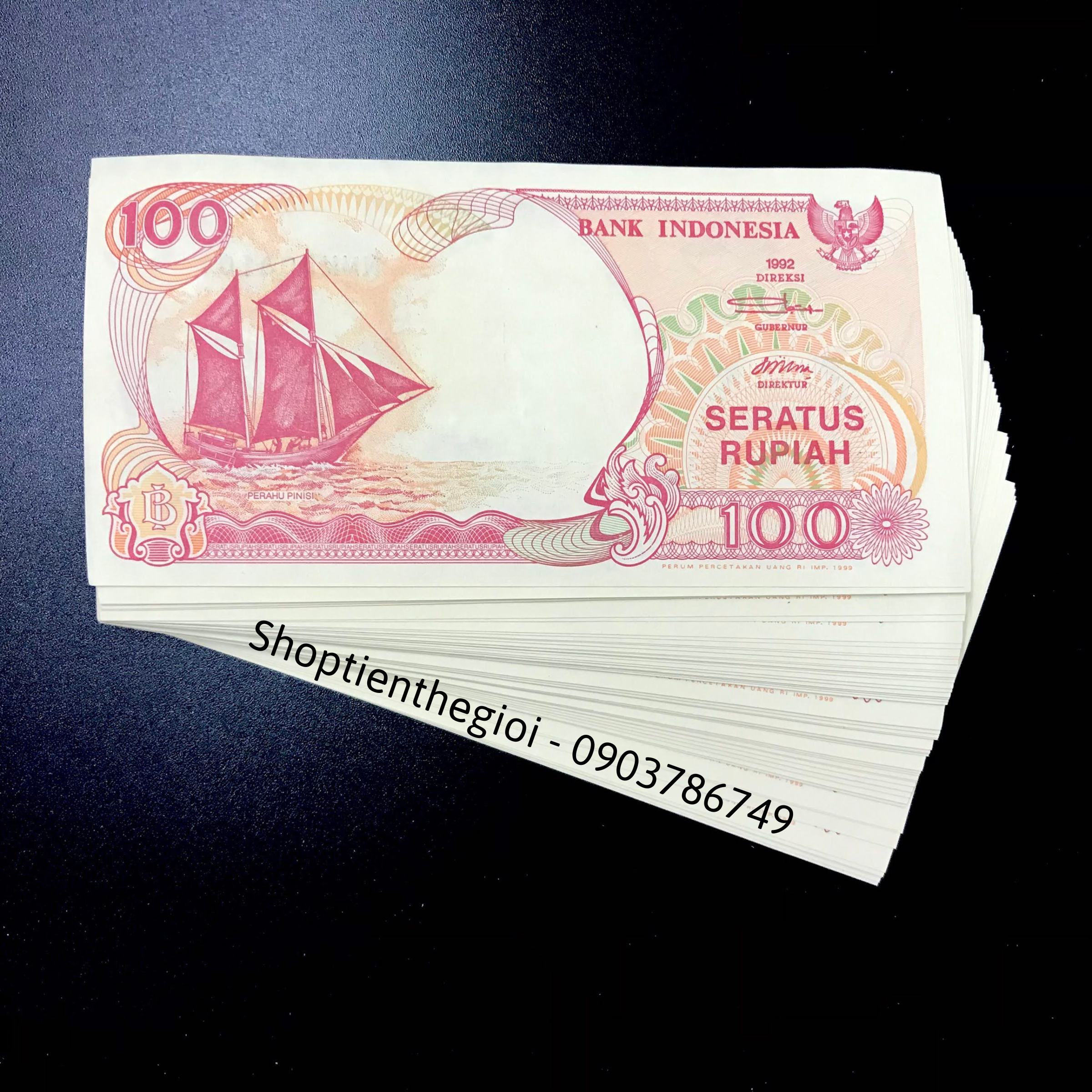 Sỉ 100 Tờ Indonesia 100 Rupiah 1992 UNC Thuận Buồm - TT000239