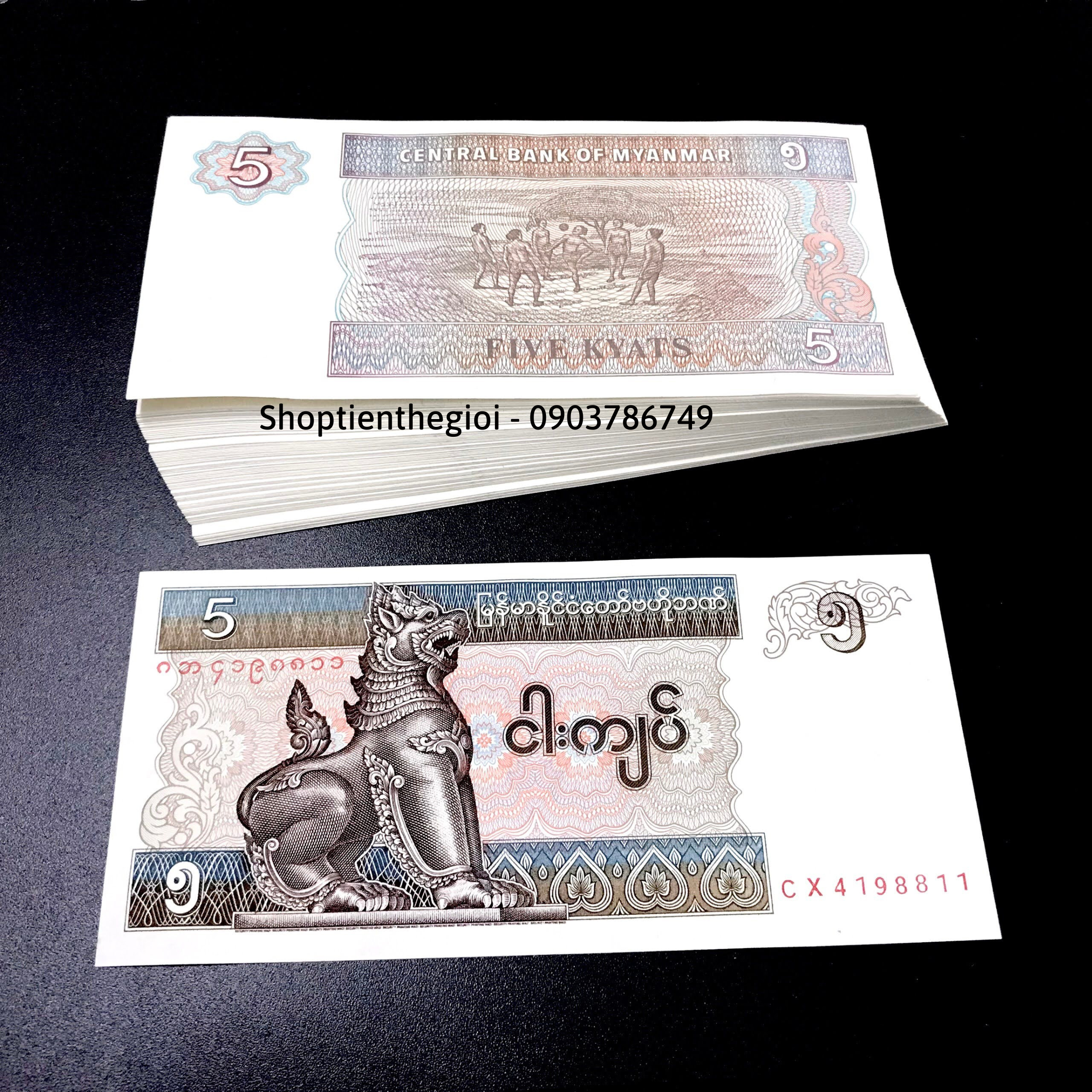 Sỉ 100 Tờ Myanmar 5 Kyats 1996 UNC - TT000135