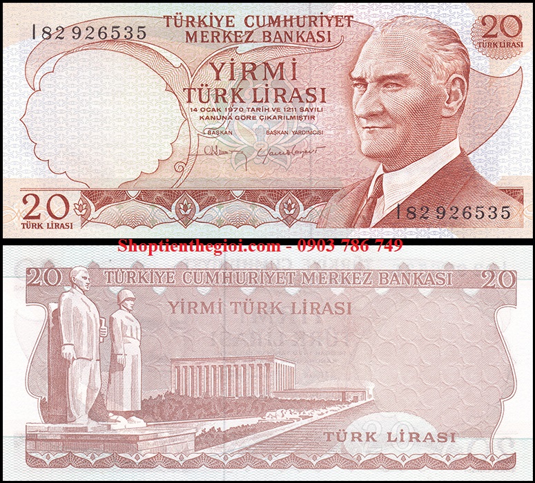 Thổ Nhỉ Kỳ 20 Lira 1970 UNC