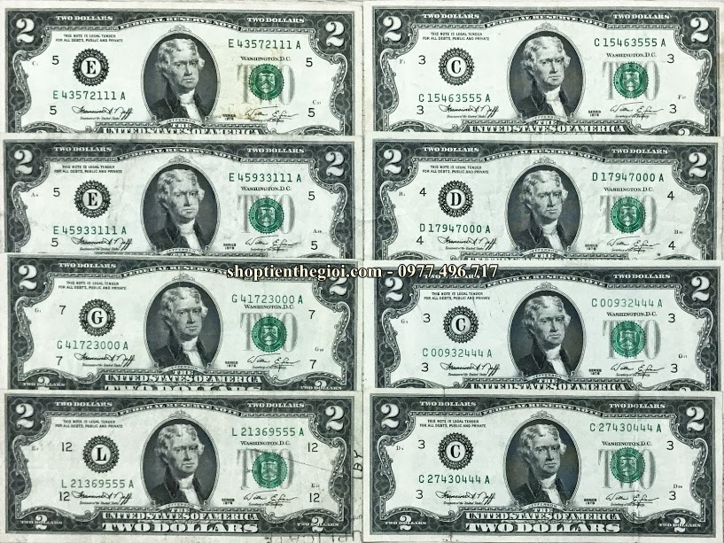 Tiền 2usd 1976 seri tam hoa