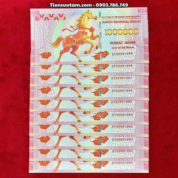 Tiền Lì Xì 1 Triệu Dola Macao Hình Con Ngựa 2026 Seri Năm Sinh - SP008269