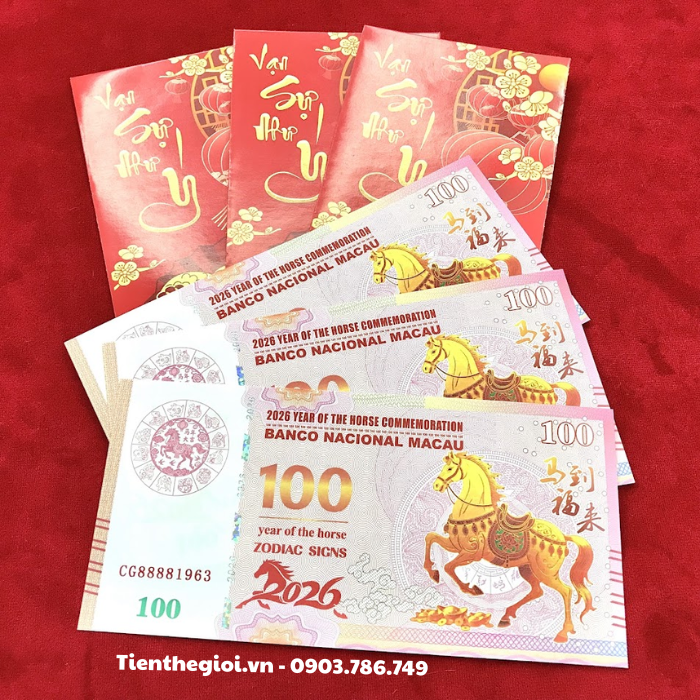 Tiền Lì Xì 100 Dola Macao Hình Con Ngựa 2026 - SP008197
