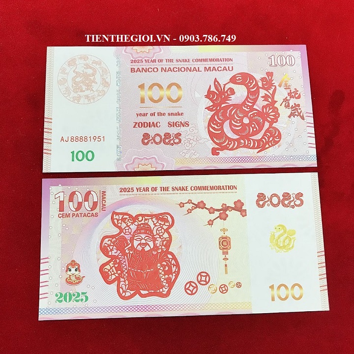 Tiền Lì Xì 100 Dola Macao Hình Rắn 2025 - SP007733