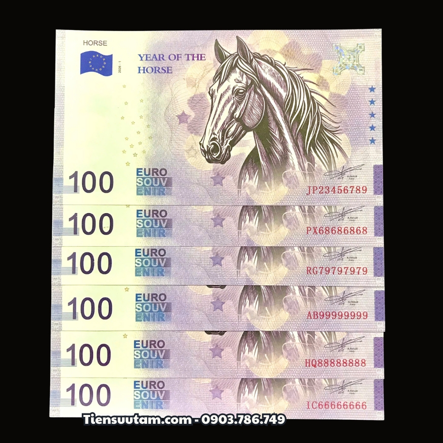 Tiền Lì Xì 100 Euro Hình Con Ngựa 2026 Seri VIP - SP008299