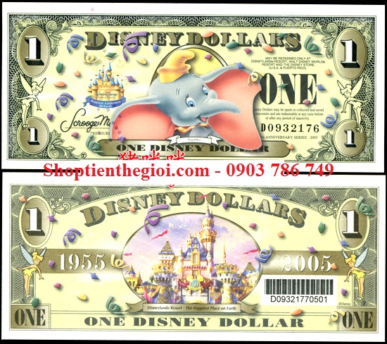 Tiền lưu niệm 1 Dollar Voi Dumbo Disney