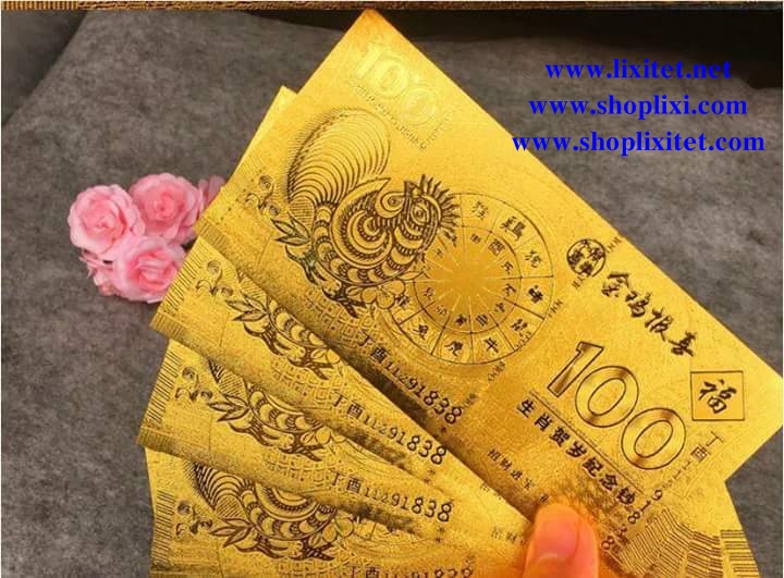 Tiền mạ vàng hình con gà