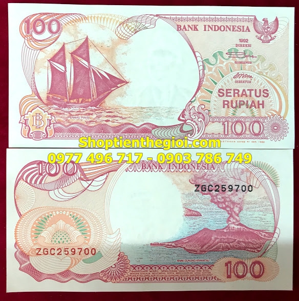 Tiền Thuận Buồm Xuôi Gió mệnh giá 100 Rupiah Indonesia