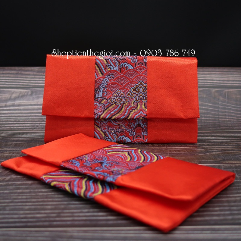 Túi Gấm Đỏ Thổ Cẩm đựng tiền - SP000242