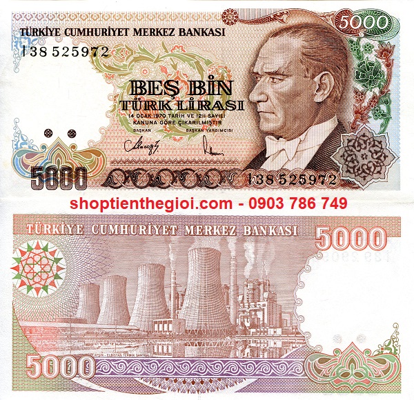 Turkey - Thổ Nhỉ Kỳ 5000 Lira 1970 UNC (tờ) - SP006131