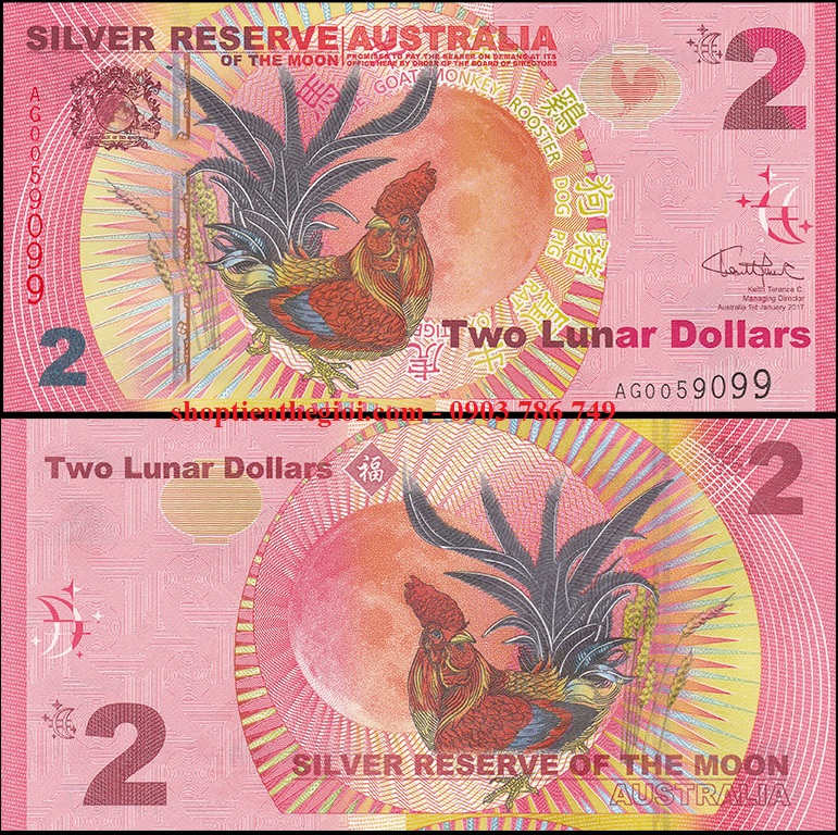 Australia - Úc 2 Dollar 2017 UNC kỷ niệm năm con Gà - TT000603