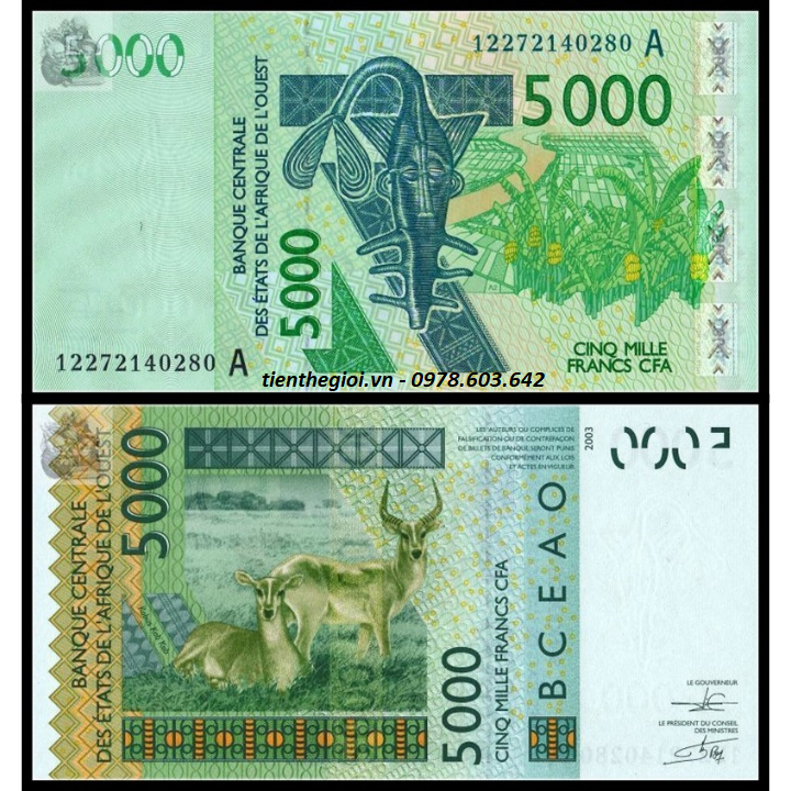 Cote d'Ivoire - Bờ Biển Ngà - CFA  5000 Francs 2003 UNC (A) - SP007272