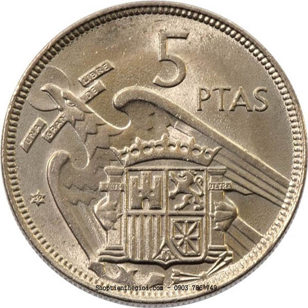 Xu Spain - Tây Ban Nha 5 Pesetas 1957 - SP002257