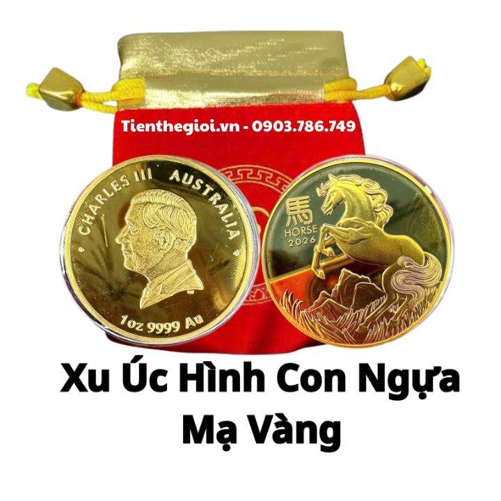 Xu Úc Hình Con Ngựa Mạ Vàng 2026 Tặng Túi Gấm Lộc - SP008178