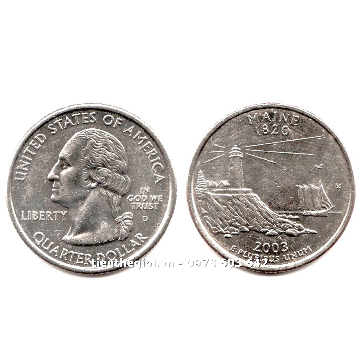 Xu USA - Mỹ Bang Maine 1/4 Dollar 2003 - SP007425