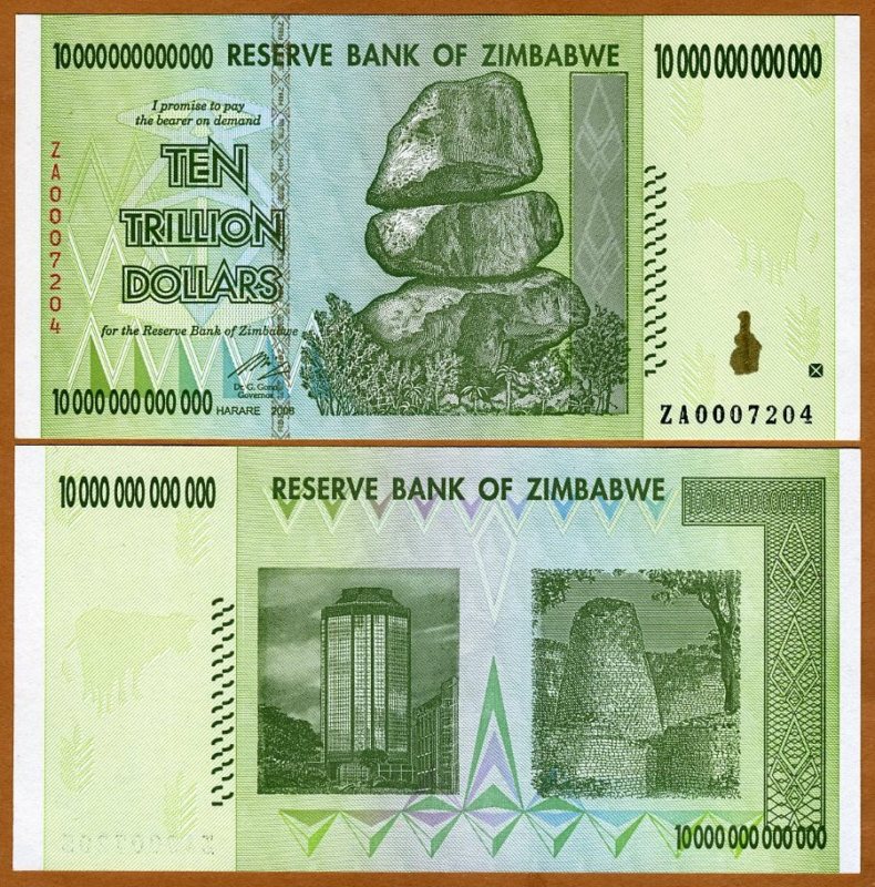 Zimbabwe 10 Nghìn Tỷ 2008 UNC