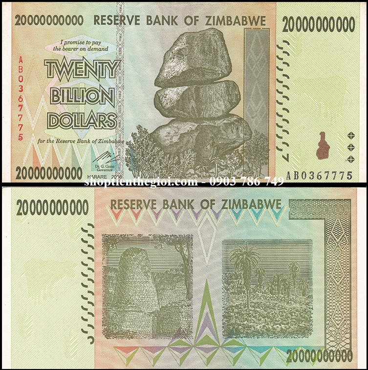 Zimbabwe 20 tỷ Dollar 2007 UNC