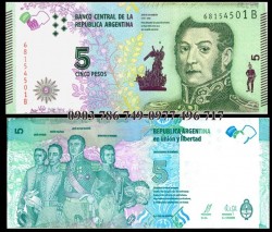 Argentina 5 Pesos 2015 UNC