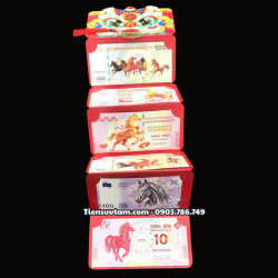 Bao Lì Xì Thần Tài Và Hình Đầu Lân 6 Tờ Tiền Lưu Niệm Mã Đáo Thành Công