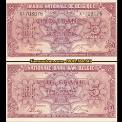 Belgium-Bỉ 5 Frances 1 Belga 1943 XF - SP008230
