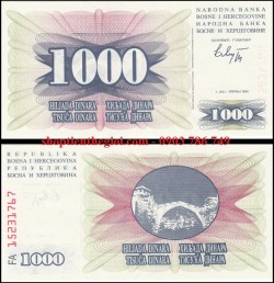 Bosnia And Herzegovina 1000 Dinara 1992 UNC