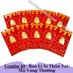 Combo 10 Bao Lì Xì Thần Tài mạ vàng thường - SP000352