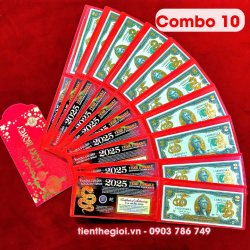 Combo 10 Tiền 2 USD Hình Con Rắn Mạ Vàng 2025 - SP005949