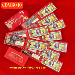 Combo 10 Tiền 2 USD Hình Con Rắn Mạ Vàng 2025 In Màu - SP005886