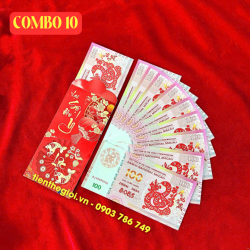 Combo 10 Tờ Tiền lì xì 100 dola macao hình con Rắn 2025 - SP005437