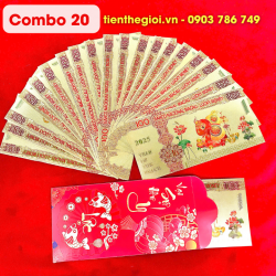 Combo 20 Thiệp lì xì con Rắn mạ vàng plastic in màu - SP005910