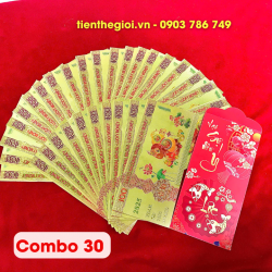 Combo 30 Thiệp lì xì con Rắn mạ vàng plastic in màu - SP005911