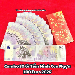 Combo 30 tờ Tiền Hình Con Ngựa 100 Euro 2026 - SP008218