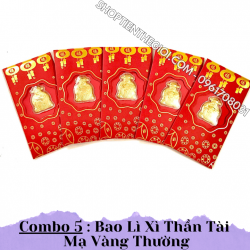 Combo 5 Bao Lì Xì Thần Tài mạ vàng thường - SP000351