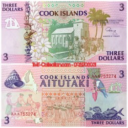 Cook Islands 3 Dollars 1992 UNC