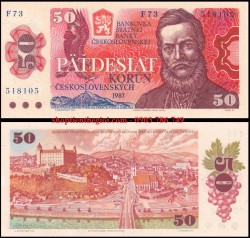 CZECHOSLOVAKIA - Tiệp Khắc 50 Korun 1987 UNC