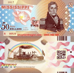 Fantacy USA - Mỹ 50 Dollars 2016 UNC Polyme Bang Thứ 20 Mississippi - SP006239