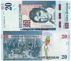 Guatemala 20 Quetzales 2021 UNC Kỷ Niệm 200 Năm Độc Lập - SP007608