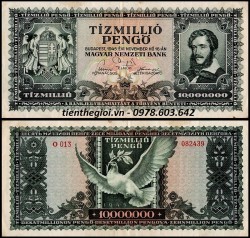 Hungary 10 Triệu Pago 1945 VF Biểu Tượng Chim Bồ Câu - SP007371